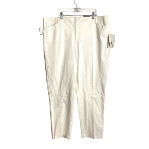 NWT Worthington Women's Pleated Mid Rise Slim Ankle Pants White 18